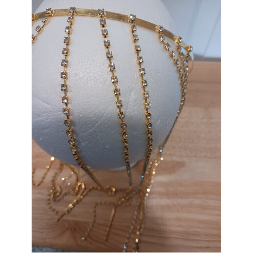 Fringe Rhinestone Headband In Gold - Picture 7 of 9